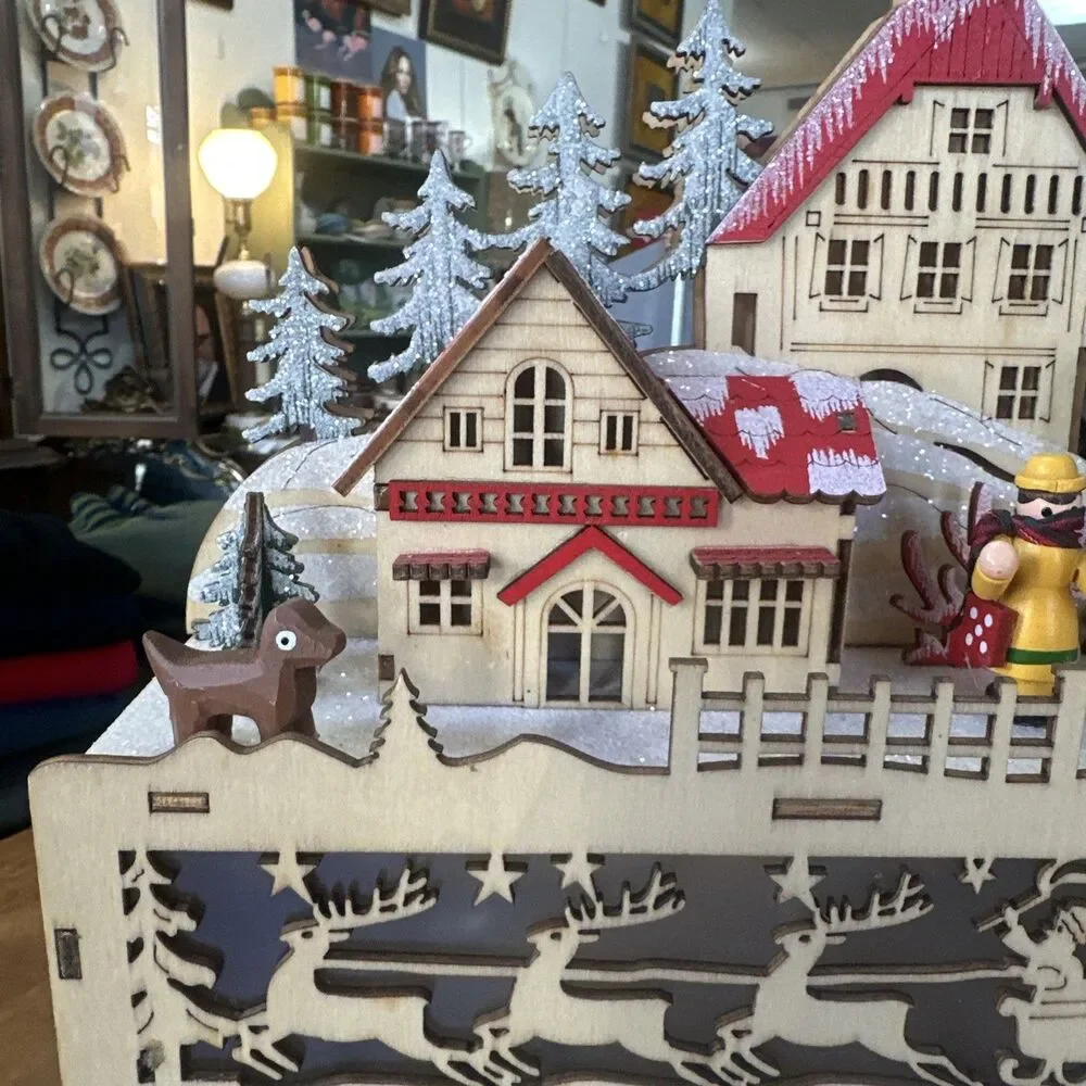 Wooden Advent Calendar Battery Operated 24 drawer Christmas Holiday Works 14